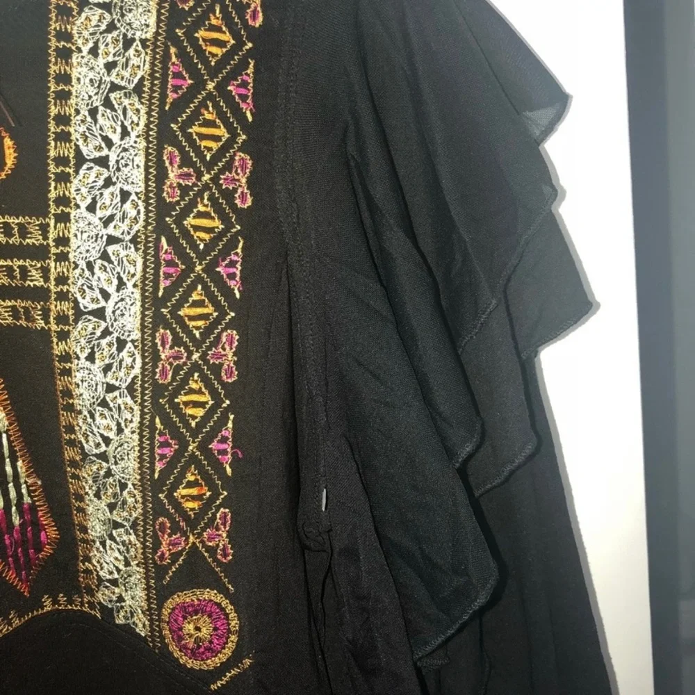✨ NWOT Free People Ruffled Boho Embroidered Top - Picture 4 of 7